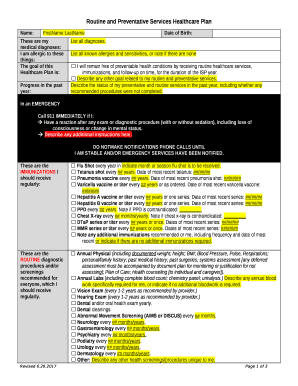Routine and Preventative Services Healthcare Plan