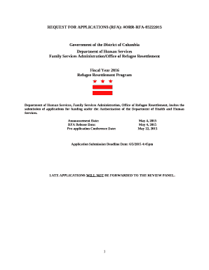 REQUEST FOR APPLICATIONS (RFA): #ORR-RFA-05222015