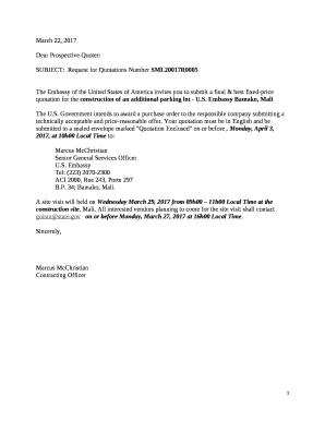 SUBJECT:Request for Quotations Number SML20017R0005