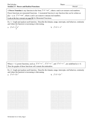 Section 2-1Power and Radical FunctionsPeriod: