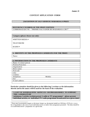 CONTEST APPLICATIONFORM