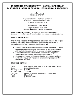 THIS TRAINING IS FOR:Members of IEP teams who support students with autism spectrum disorders in general education settings