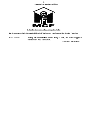 Name of Work: -Supply of Submersible Motor Pump 7