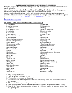 AMERICAN GOVERNMENT: INSTITUTIONS AND POLICIES