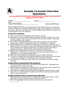 Sample Licensed Interview Questions