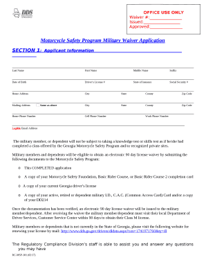 Motorcycle Safety Program Military Waiver Application
