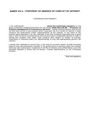 A - STATEMENT OF ABSENCE OF CONFLICT OF INTEREST