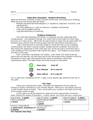Little Bear Mountain:Student Directions