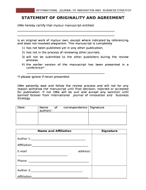 STATEMENT OF ORIGINALITY AND AGREEMENT