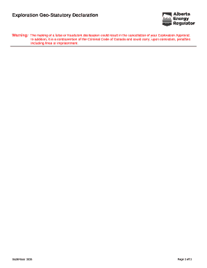 Warning:The making of a false or fraudulent declaration could result in the cancellation of your Exploration Approval