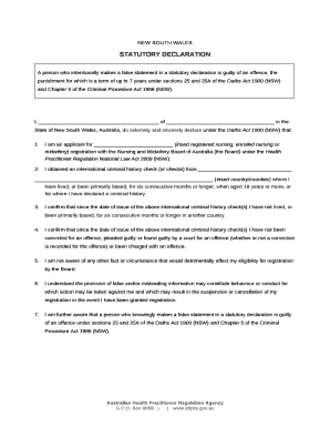 I, of in the State of New South Wales, Australia, do solemnly and sincerely declare under the Oaths Act 1900 (NSW) that: