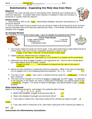 Stoichiometry - Expanding the Mole Idea Even More