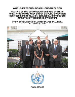 OPEN PROGRAMME AREA GROUP ON PUBLIC WEATHER SERVICES EXPERT TEAM ON SERVICES AND PRODUCTS IMPROVEMENT (CBS/OPAG-PWS ET/SPI)