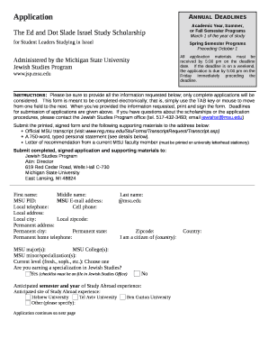 The Ed and Dot Slade Israel Study Scholarship