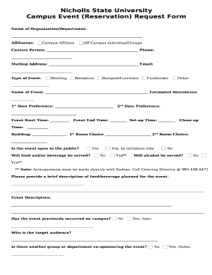 Campus Event (Reservation) Request Form