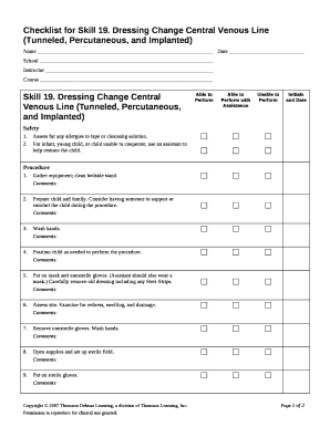 Checklist for Skill 19