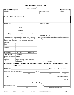 SUBPOENA in a Juvenile Case