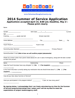 2014 Summer of Service Application