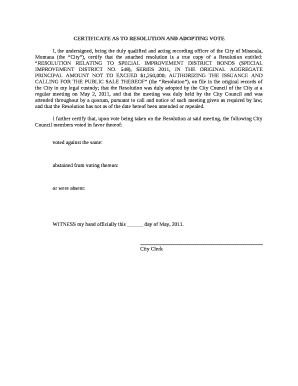 548), SERIES 2011, IN THE ORIGINAL AGGREGATE PRINCIPAL AMOUNT NOT TO EXCEED $1,250,000; AUTHORIZING THE ISSUANCE AND CALLING FOR THE PUBLIC SALE THEREOF (the Resolution), on file in the original records of the City in my legal custody; that