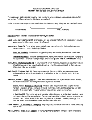 ARDSLEY HIGH SCHOOL ENGLISH DEPARTMENT