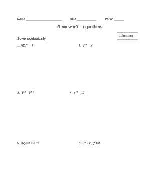 Review #9- Logarithms