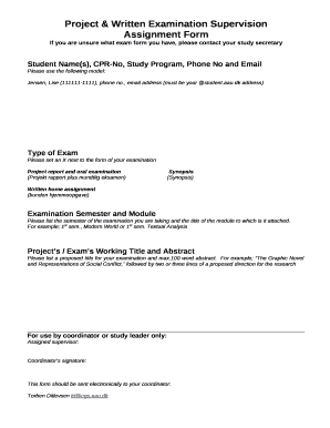Project & Written Examination Supervision