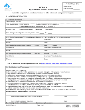Application for Animal Care and Use