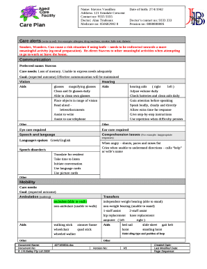 Care alerts (write in red)For example: allergies, drug reactions, smoker, falls risk, diabetic