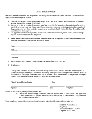 The final annual report for any pesticide discharges for any part of the current calendar year must be submitted with the Notice of Termination (NOT); and
