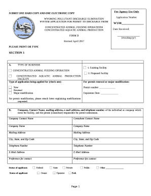 WYOMING POLLUTANT DISCHARGE ELIMINATION SYSTEM APPLICATION FOR PERMIT TO DISCHARGE FROM
