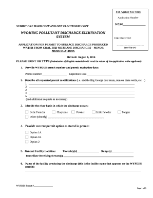 APPLICATION FOR PERMIT TO SURFACE DISCHARGE PRODUCED WATER FROM COAL BED METHANE DISCHARGESMINOR MODIFICATIONS