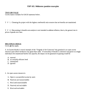 ESP 162: Midterm question examples