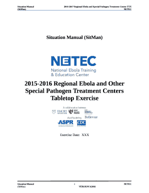 2015-2016 Regional Ebola and Other Special Pathogen Treatment Centers Tabletop Exercise