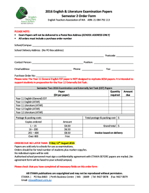 Fillable Online Semester 2 Order Form Fax Email Print - pdfFiller