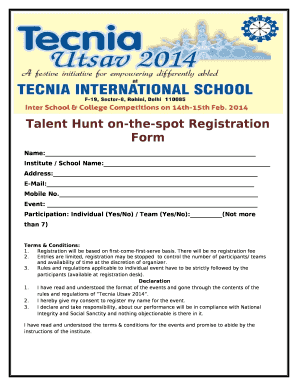 Talent Hunt on-the-spot Registration Form