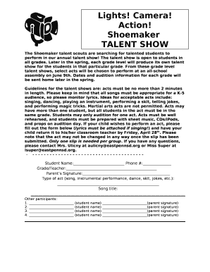 The Shoemaker talent scouts are searching for talented students to perform in our annual talent show
