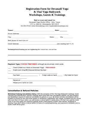 Registration Form for Devanadi Yoga