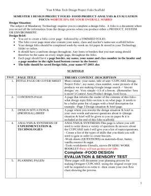 SEMESTER 1 DESIGN PROJECT FOLIO- FOOD PRODUCT-ANALYSIS & EVALUATION FOCUS-WORTH 35% OR YOUR OVERALL MARKS