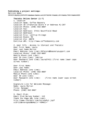 Publishing a project settings: