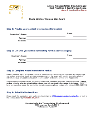 Step 1: Provide your contact information (Nominator)
