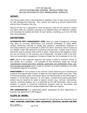 SPECIFICATIONS AND GENERAL INSTRUCTIONS FOR