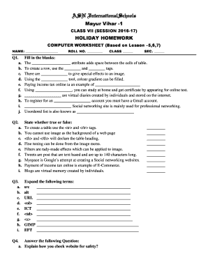 COMPUTER WORKSHEET (Based on Lesson 5,6,7)