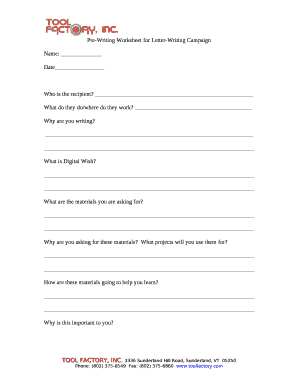 Pre-Writing Worksheet for Letter-Writing Campaign