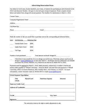 Pay tribute to loved ones, faculty members, your class, or business by purchasing an advertisement in the 2016 Gala Souvenir Booklet