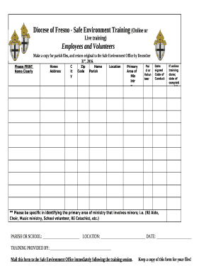 Diocese of Fresno - Safe Environment Training (Online or Live training)