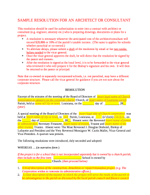 SAMPLE RESOLUTION FOR AN ARCHITECT OR CONSULTANT