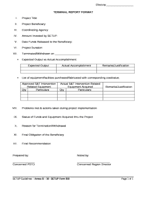 TERMINAL REPORT FORMAT