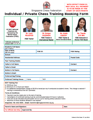 Individual / Private Chess Training Booking Form