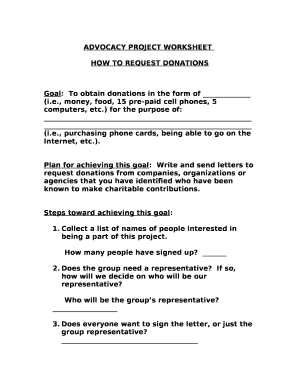 ADVOCACY PROJECT WORKSHEET template