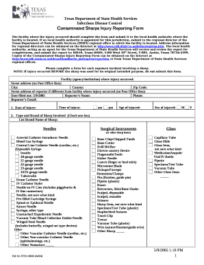 The facility where the injury occurred should complete the form and submit it to the local health authority where the facility is located